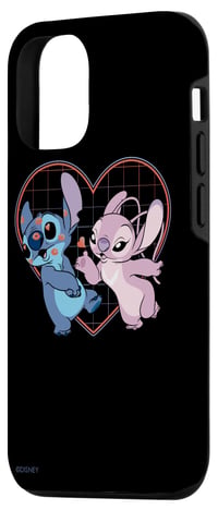 Puzdro na iPhone 12/12 Pro Disney Lilo a Stitch Angel so srdiečkami a bozkom – ochranný kryt navrhnutý pre 6,1-palcový displej 2