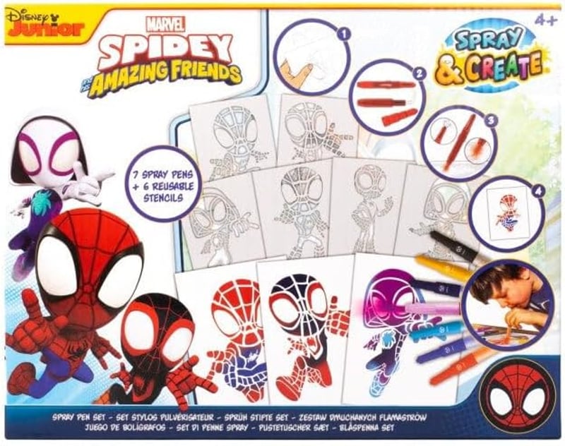 Disney Marvel Pókember Spray Toll Szett Gyerekeknek Színezőkészlet Ceruzákkal