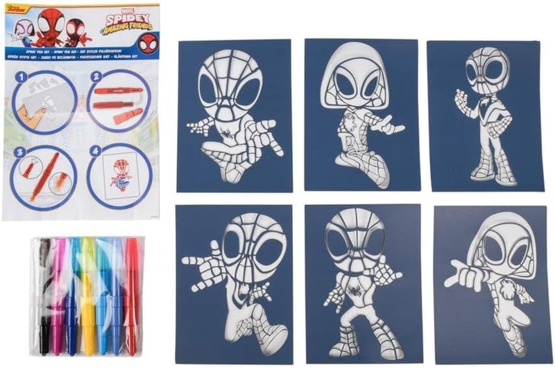 Disney Marvel Pókember Spray Toll Szett Gyerekeknek Színezőkészlet Ceruzákkal