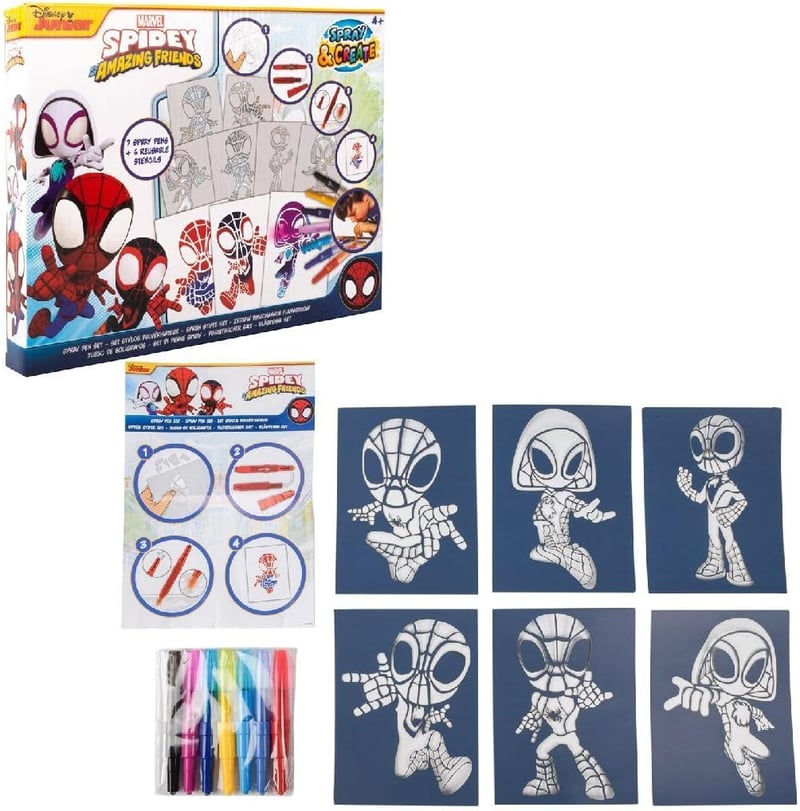 Disney Marvel Pókember Spray Toll Szett Gyerekeknek Színezőkészlet Ceruzákkal