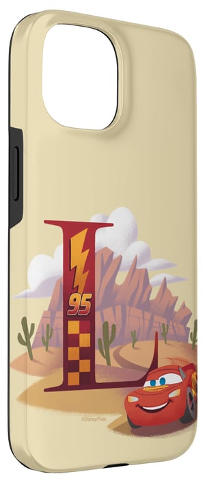 Husă iPhone 15 Disney Pixar - Monogramă literă L - Lightning McQueen - Husă de protecție transparentă pentru fanii Disney