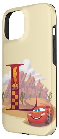 Husă iPhone 15 Disney Pixar - Monogramă literă L - Lightning McQueen - Husă de protecție transparentă pentru fanii Disney 2