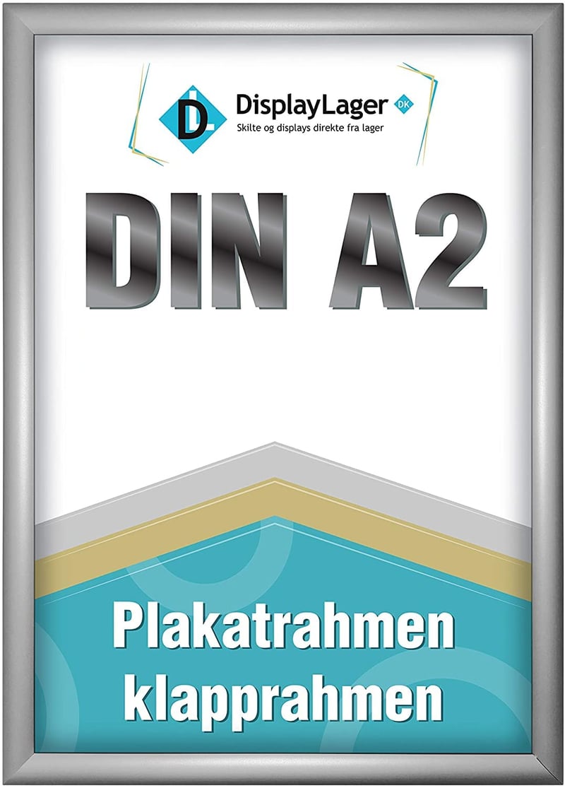 DisplayLager A2 strieborný zaklapávací rám z 25 mm hliníkového profilu, s antireflexnou krycou fóliou a montážnym materiálom
