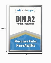 DisplayLager A2 strieborný zaklapávací rám z 25 mm hliníkového profilu, s antireflexnou krycou fóliou a montážnym materiálom 7