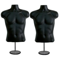 DisplayTown P78B660A Manechin Torso Negru cu Stativ, pentru Expunere Tricouri, Spate Gol, Mărimea S-M, 2 buc. 1