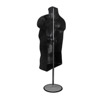 DisplayTown P78B660A Manechin Torso Negru cu Stativ, pentru Expunere Tricouri, Spate Gol, Mărimea S-M, 2 buc. 3