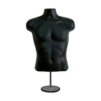 DisplayTown P78B660A Manechin Torso Negru cu Stativ, pentru Expunere Tricouri, Spate Gol, Mărimea S-M, 2 buc. 2