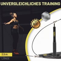 Coardă de sărit DISTOCK cu rulment, 3,5 m, lungime reglabilă, negru - pentru antrenament Crossfit și box 6