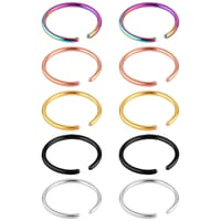 DIVINA VITAE Set za piercing nosa od 10 dijelova - Nehrđajući čelik, obruč, lažni prsten za nos i usne, 20G 8mm, obruč za septum i hrskavicu, za muškarce i 1
