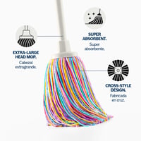 Set mop DIVINE GENIUS Happy Rainbow cu găleată cu storcător de 14 litri și roți pivotante, lavetă din microfibră reciclată, pentru curățarea podelei 4