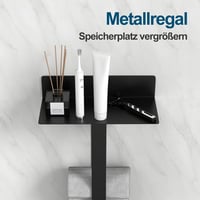 Diwoker Öntapadós Törölközőtartó Polccal - 42 cm Matt Fekete Fürdőszobai Fali Törölközőtartó Akasztókkal, Fúrás Nélkül Rögzíthető, 3 kg Tehe 5