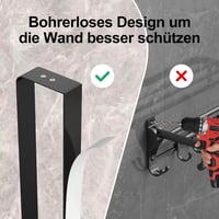 Diwoker Öntapadós Törölközőtartó Polccal - 42 cm Matt Fekete Fürdőszobai Fali Törölközőtartó Akasztókkal, Fúrás Nélkül Rögzíthető, 3 kg Tehe 6