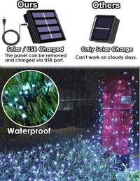 DIWUJI 204 LED Hálós Fényfüzér 3m x 2m Napelemes USB Karácsonyi Dekoráció 2