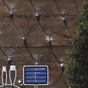 DIWUJI 204 LED Hálós Fényfüzér 3m x 2m Napelemes USB Karácsonyi Dekoráció