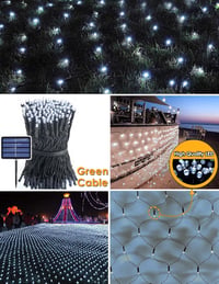 DIWUJI 204 LED Hálós Fényfüzér 3m x 2m Napelemes USB Karácsonyi Dekoráció 5