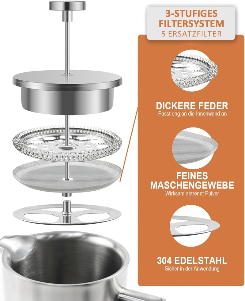 Dixmas Rozsdamentes Franciasürgős Kávéfőző 350ml Dupla Falú Termosz