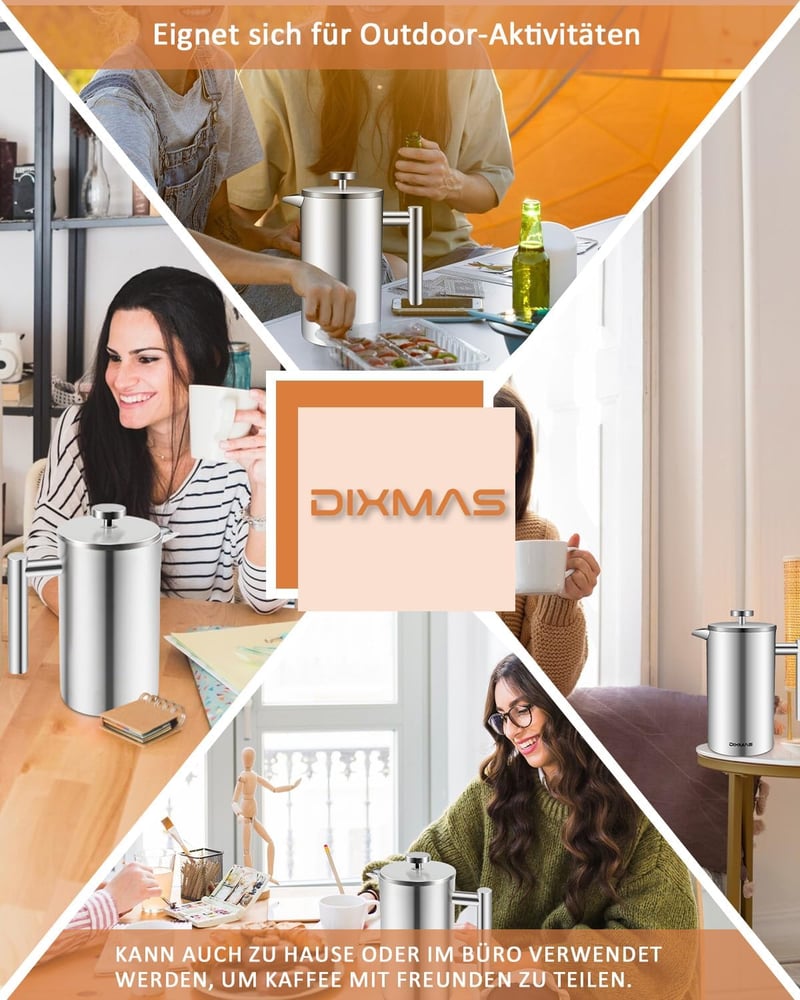 Dixmas Rozsdamentes Franciasürgős Kávéfőző 350ml Dupla Falú Termosz