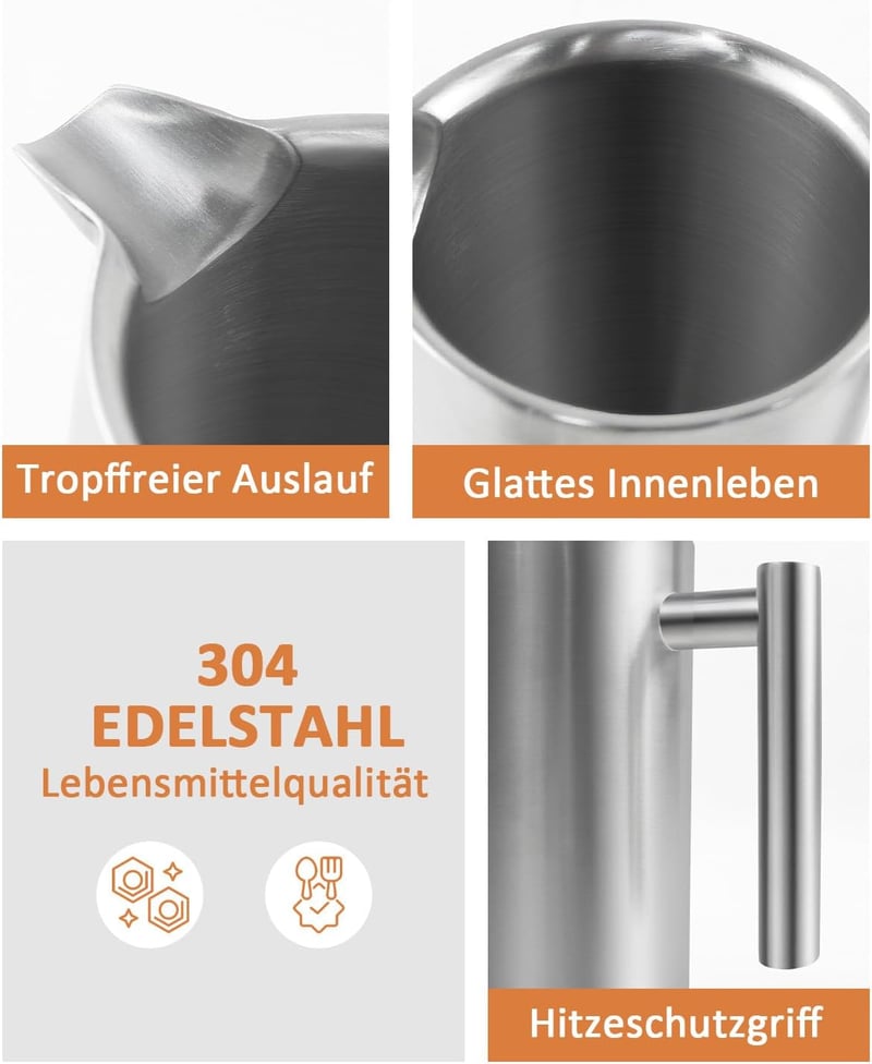 Dixmas Rozsdamentes Franciasürgős Kávéfőző 350ml Dupla Falú Termosz