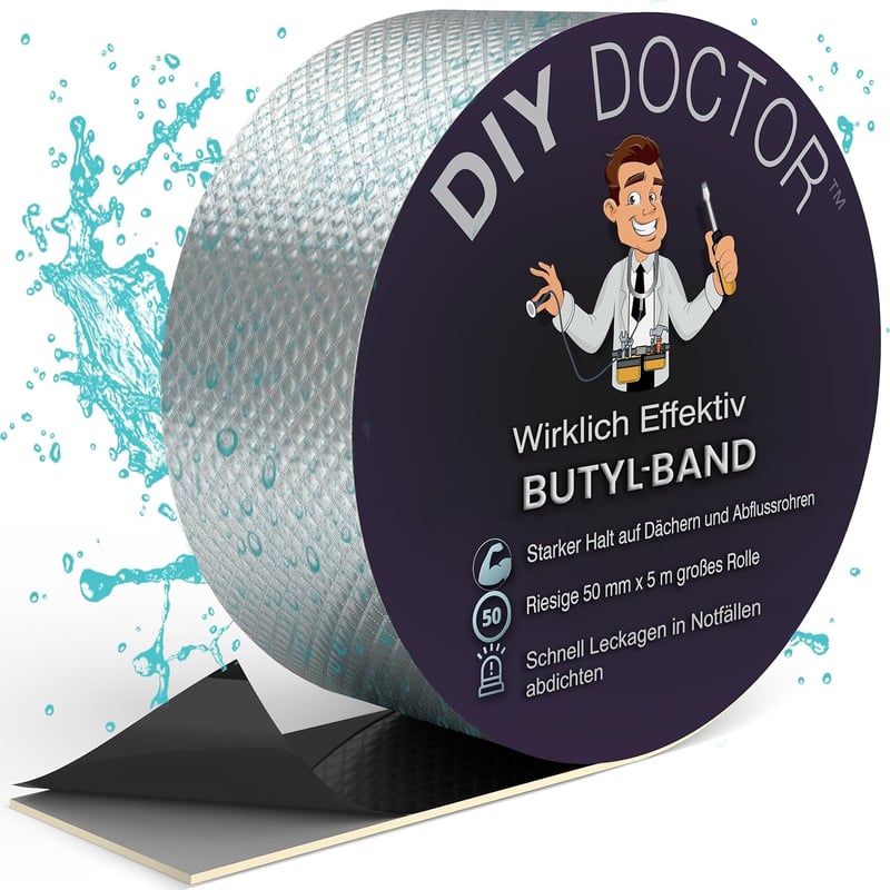 DIY Doctor Butyl Tömítőszalag 50mm x 5m Vízálló Öntapadós Szigetelő Szalag Tető Ereszcsatorna Javításhoz Lila Alumínium