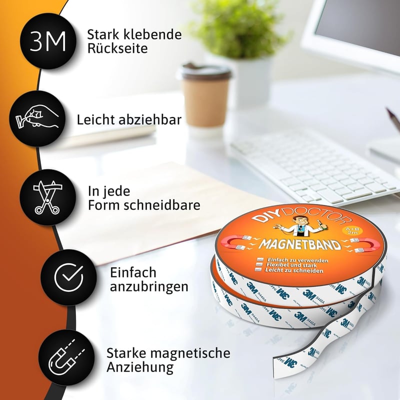 DIY Doctor Mágneses Szalag Szúnyoghálóhoz 4m - Öntapadós A+B Polaritású Mágnescsík Fekete Vágható Barkács