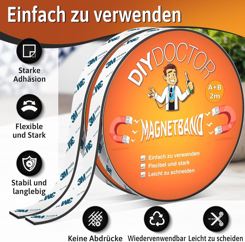 DIY Doctor Mágneses Szalag Szúnyoghálóhoz 4m - Öntapadós A+B Polaritású Mágnescsík Fekete Vágható Barkács