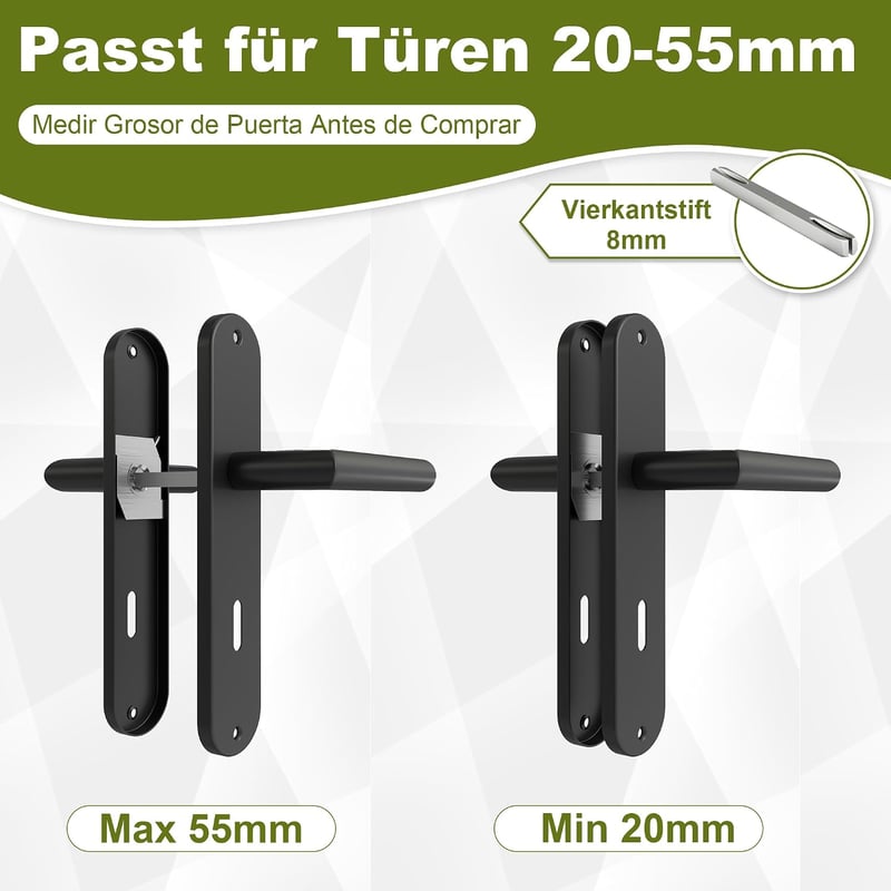 DIYGEEK beltéri ajtókilincs készlet fekete modern rozsdamentes acél 72 mm BB zárbetéttel szerelékekkel