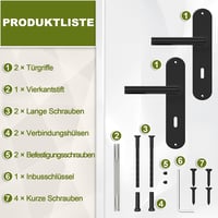 DIYGEEK beltéri ajtókilincs készlet fekete modern rozsdamentes acél 72 mm BB zárbetéttel szerelékekkel 6