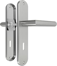 DIYGEEK beltéri ajtókilincs szett rozsdamentes acél, 72 mm BB reteszzárral, hosszú pajzs, L alakú, matt ezüst karnyél 1
