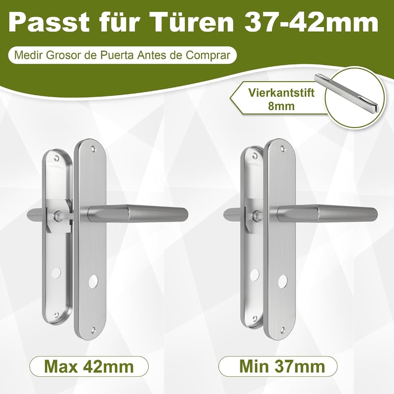 DIYGEEK Fürdőszobai Ajtókilincs Zár Szett 37-42mm Ezüst