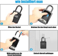 Diyife Időjárásálló 4 Számjegyes Kulcsszéf Kültéri és Beltéri Használatra - Black 6
