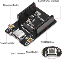 diymore ESP32-CAM fejlesztői csomag USB-C, WiFi/Bluetooth, 8MB, kamera modul 2