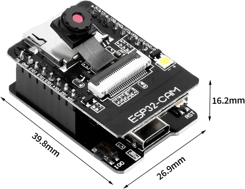 diymore ESP32-CAM fejlesztői csomag USB-C, WiFi/Bluetooth, 8MB, kamera modul