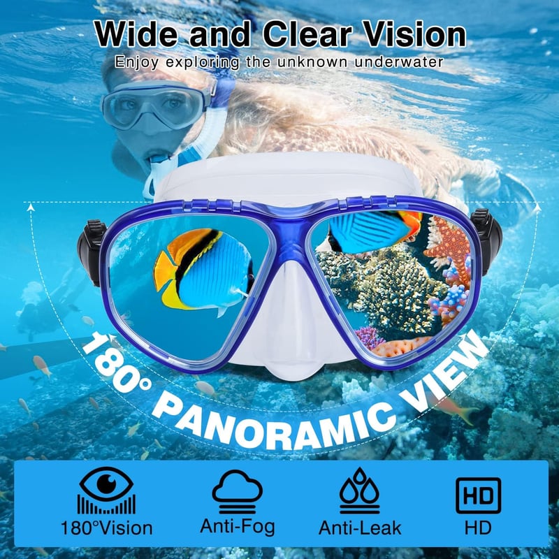Dizokizo Snorkel Szett Felnőtt Panoráma Maszk Anti-Fog Szivárgásmentes Búvárkodáshoz