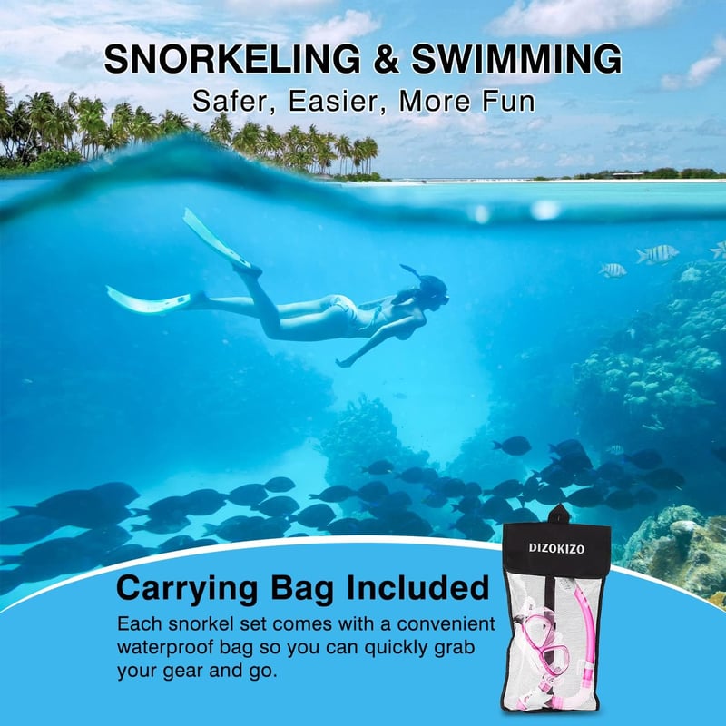 Dizokizo Snorkel Szett Felnőtt Panoráma Maszk Anti-Fog Szivárgásmentes Búvárkodáshoz
