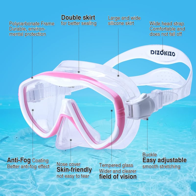 Dizokizo Snorkel Szett Felnőtt Panoráma Maszk Anti-Fog Szivárgásmentes Búvárkodáshoz