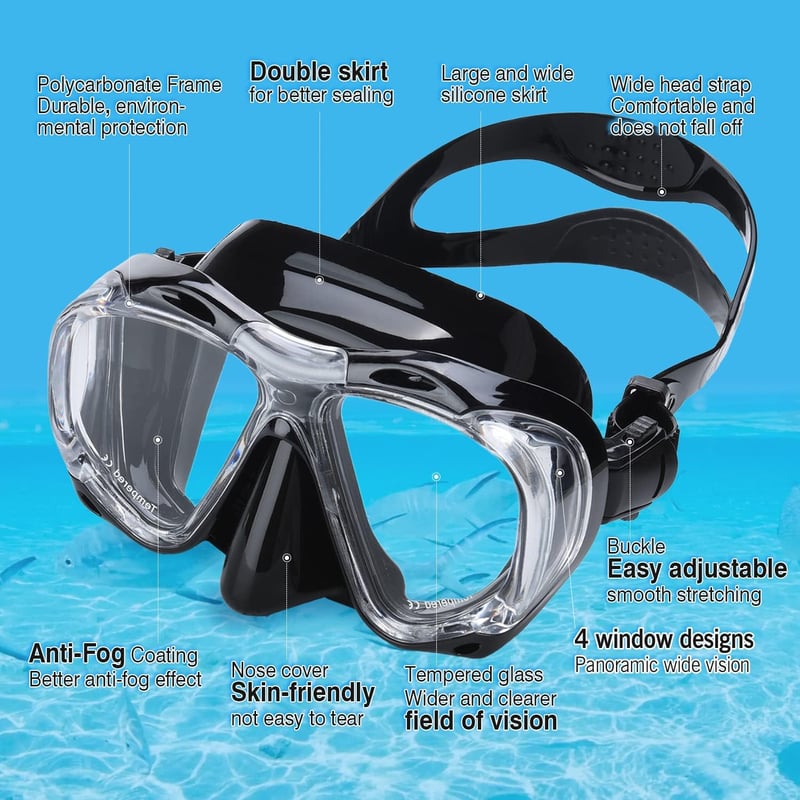 Dizokizo Snorkel Szett Felnőtt Panoráma Maszk Anti-Fog Szivárgásmentes Búvárkodáshoz