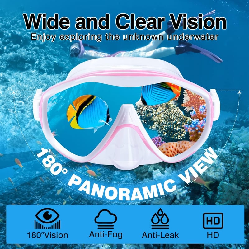 Dizokizo Snorkel Szett Felnőtt Panoráma Maszk Anti-Fog Szivárgásmentes Búvárkodáshoz