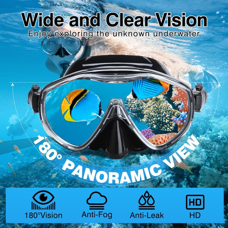 Dizokizo Snorkel Szett Felnőtt Panoráma Maszk Anti-Szivárgás Búvárkodáshoz