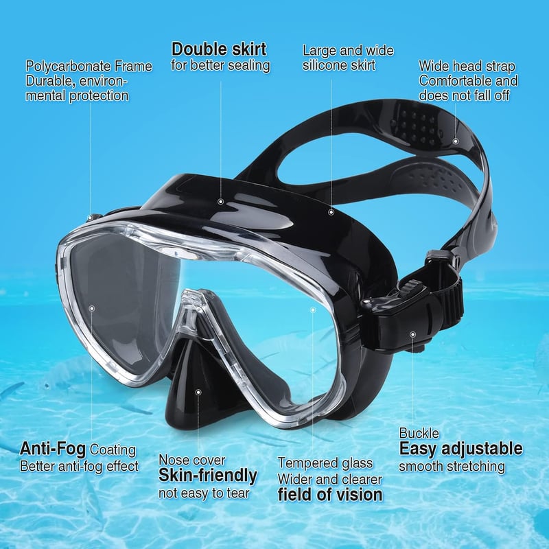 Dizokizo Snorkel Szett Felnőtt Panoráma Maszk Anti-Szivárgás Búvárkodáshoz