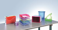 Cutie pentru documente Djois Silky Touch A4 cu 5 dosare suspendate Euroflex, alb transparent, organizator de birou, 2658026000 2