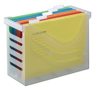 Cutie pentru documente Djois Silky Touch A4 cu 5 dosare suspendate Euroflex, alb transparent, organizator de birou, 2658026000 1