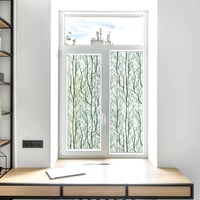 Dktie Ablakfólia Növénymintával - Öntapadós Belátásgátló Matrica 90x200 cm - UV Védelem, Ragasztó Nélküli PVC Fólia Fürdőszobába, Hálószobáb 2