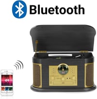 DLITIME Lemezjátszó Bluetooth Hangszoróval, 3 Sebességes Retro Lemezlejátszó CD Rádiós Rendszer 4