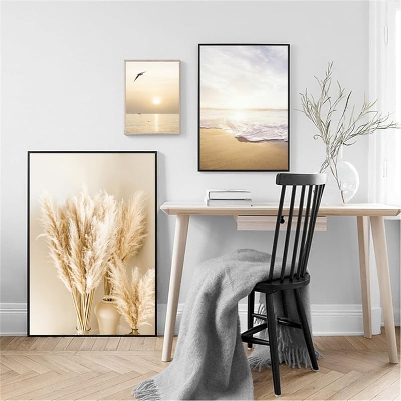 DLKAJFK Modern Fali Poszter Szett Strand Táj Vászon Nyomat 3 Részes 50x70cm