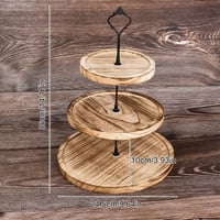 Suport pentru tort cu 3 niveluri DMJJSD din lemn de salcâm – diametru Ø24,5 cm, înălțime 36 cm – Platou elegant supraetajat pentru prăjituri 4
