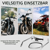 Oglindă retrovizoare universală pentru motocicletă DMJJSD, cromată, 10 mm 8 mm, rotativă la 360° 4