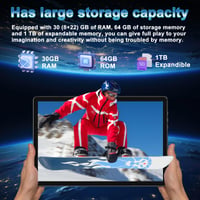 Tabletă DMOAO 10 inchi Android 15 cu tastatură, 30 GB RAM + 64 GB ROM (extensibil la 2 TB), 5G WiFi, Widevine L1, Octa-Core, GPS, Face ID, FHD IPS, 6000 mAh, Negru 4
