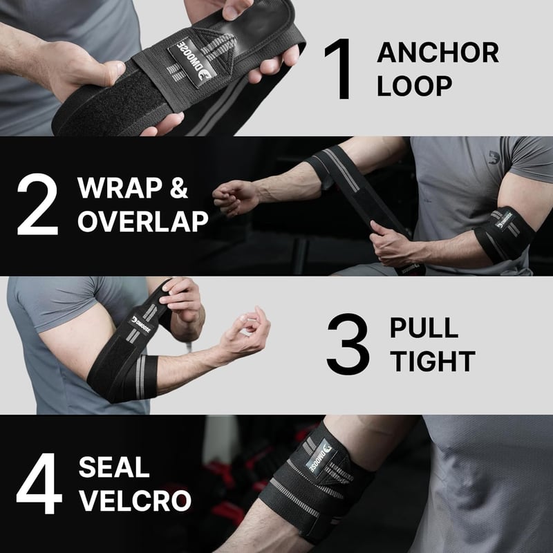 DMoose Fitness Könyökpánt Súlyemeléshez - 40 Inch Állítható Kompressziós Könyökvédő Edzéshez