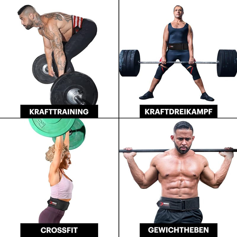 DMoose Fitness súlyemelő öv önzáró rendszerrel - Neoprén erőemelő derékpánt férfiaknak és nőknek - Fekete edzőöv CrossFit és testépítés támo