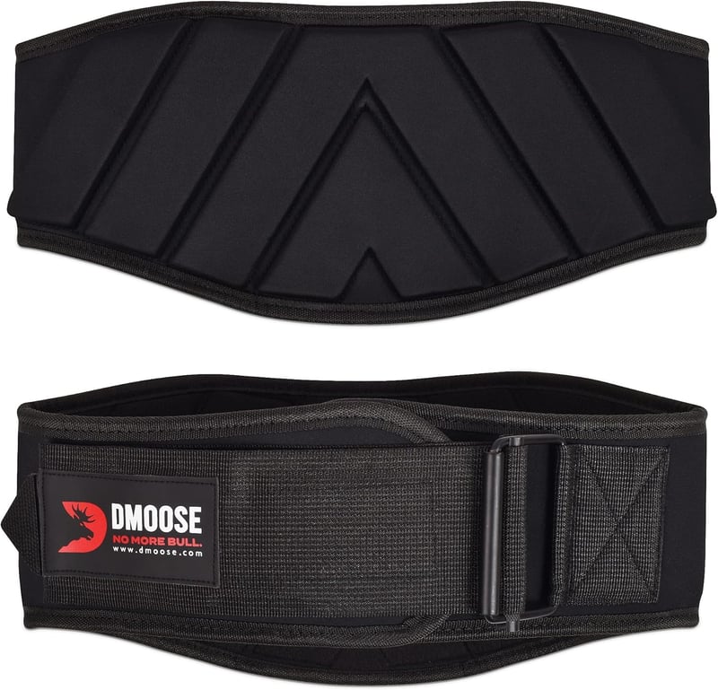 DMoose Fitness súlyemelő öv önzáró rendszerrel - Neoprén erőemelő derékpánt férfiaknak és nőknek - Fekete edzőöv CrossFit és testépítés támo